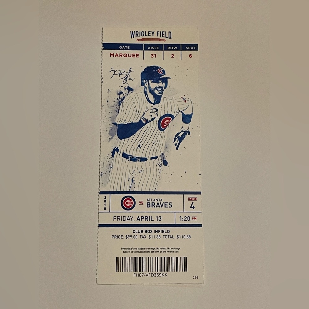 MLB Chicago Cubs Yu Darvish 1st Home Start Game Ticket